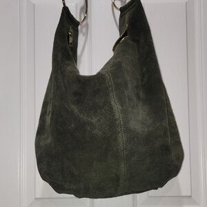 MARLON Olive Green Suede Hobo Bag